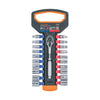 Truper JD-1/4X21MP Juego de dados mm y std con matraca, cuadro 1/4"