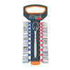 Truper JD-3/8X21MP Juego de dados mm y std con matraca, cuadro 3/8"