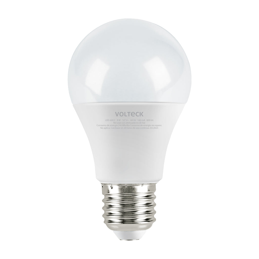 Lámpara LED Tipo Bulbo A19 9 W Luz Cálida - Volteck LED-60CC