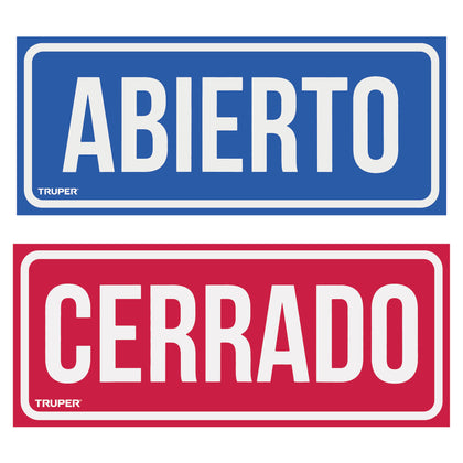 LIN-01 Letrero de señalización 'ABIERTO/CERRADO', 28 x 12 cm