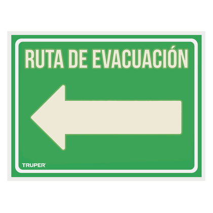 LIN-06 Letrero de señalización 'RUTA EVACUACIÓN IZQUIERDA',21x28 cm
