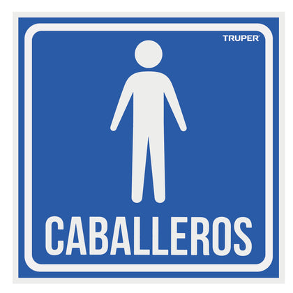 Truper LIN-09 Letrero de señalización 'CABALLEROS', 19 x 19 cm