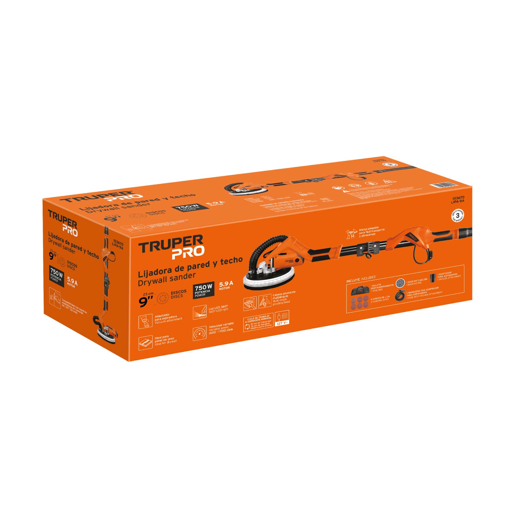 Lijadora de Pared y Techo 9" - Truper Pro LIPA-9A