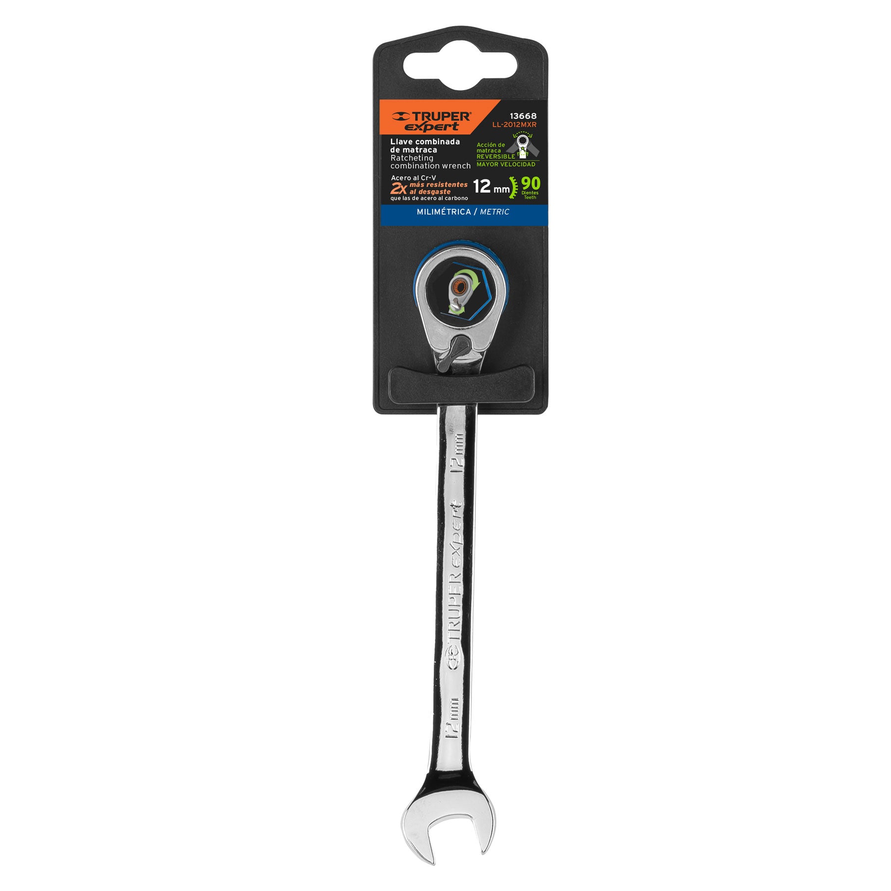 Expert LL-2012MXR Llave combinada matraca reversible 12mmx168 mm largo