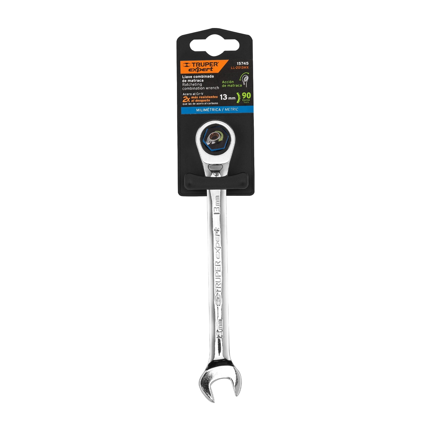 Expert LL-2013MX Llave combinada con matraca 13 mm x 174 mm largo