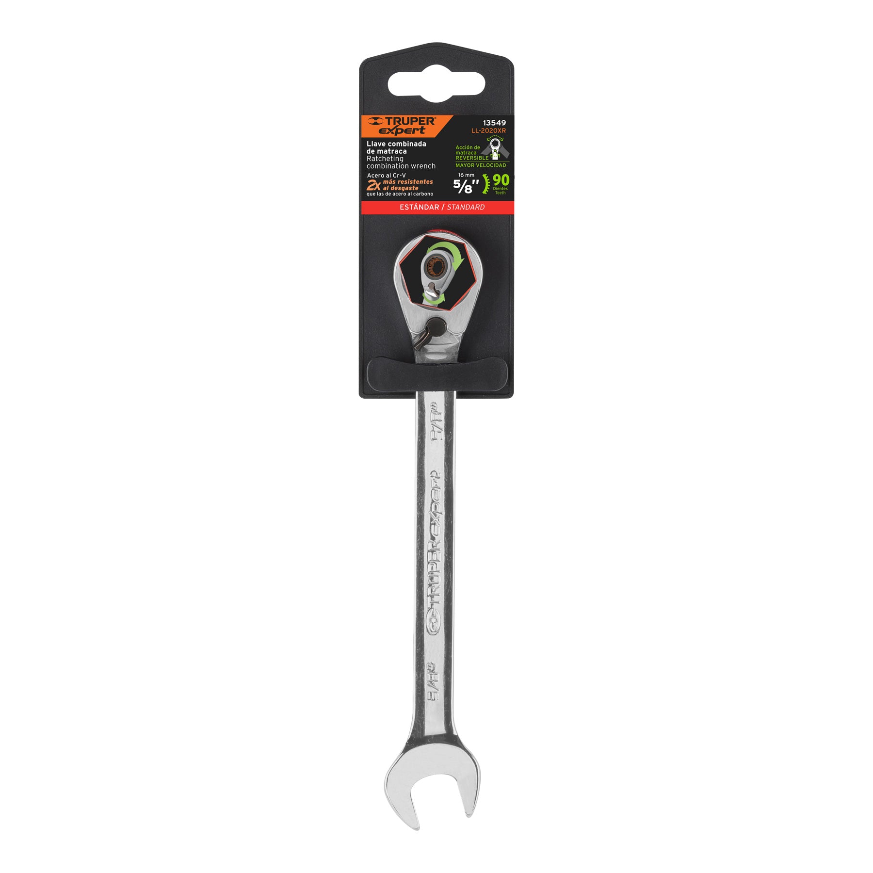 Expert LL-2020XR Llave combinada matraca reversible 5/8'x207 mm largo