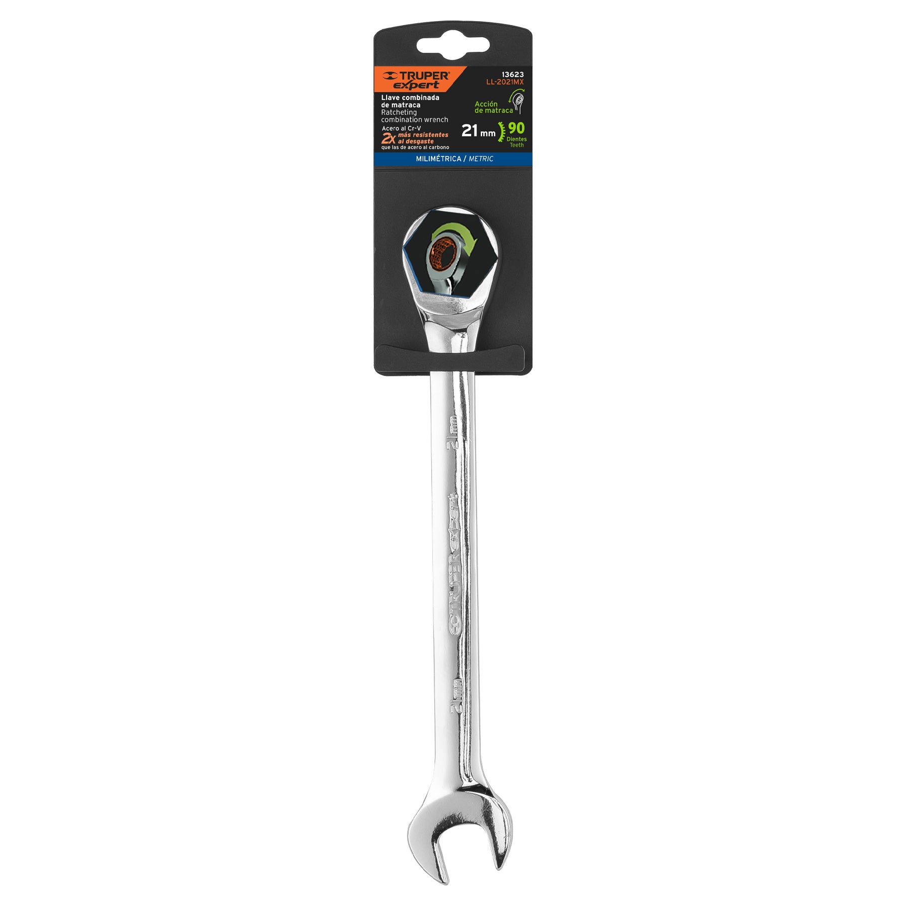 Expert LL-2021MX Llave combinada con matraca 21 mm x 278 mm largo