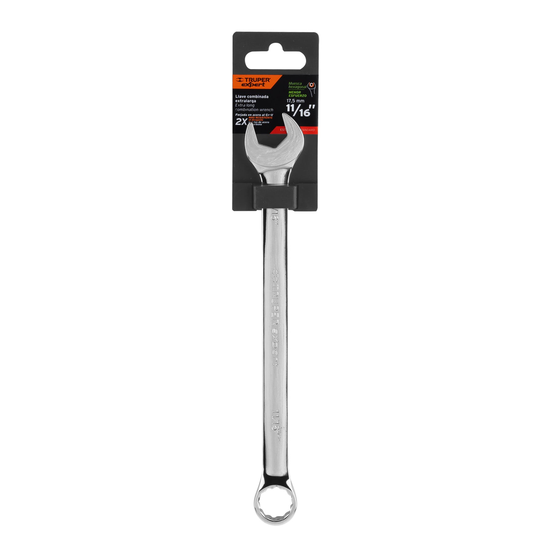 Expert LL-2022 Llave combinada extralarga 11/16' x 259 mm de largo