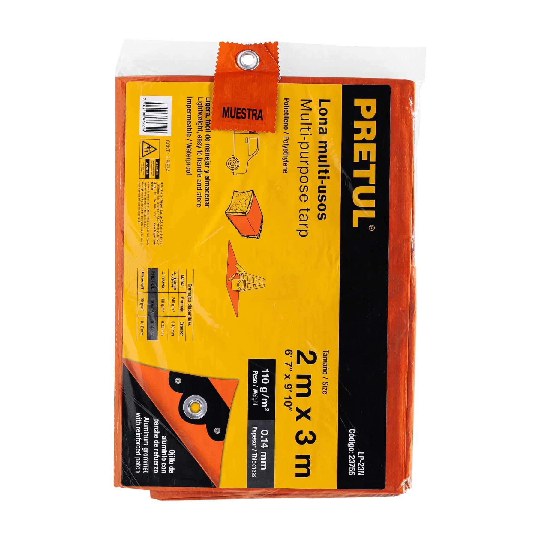 Pretul LP-23N Lona 2 x 3 m, naranja, Pretul