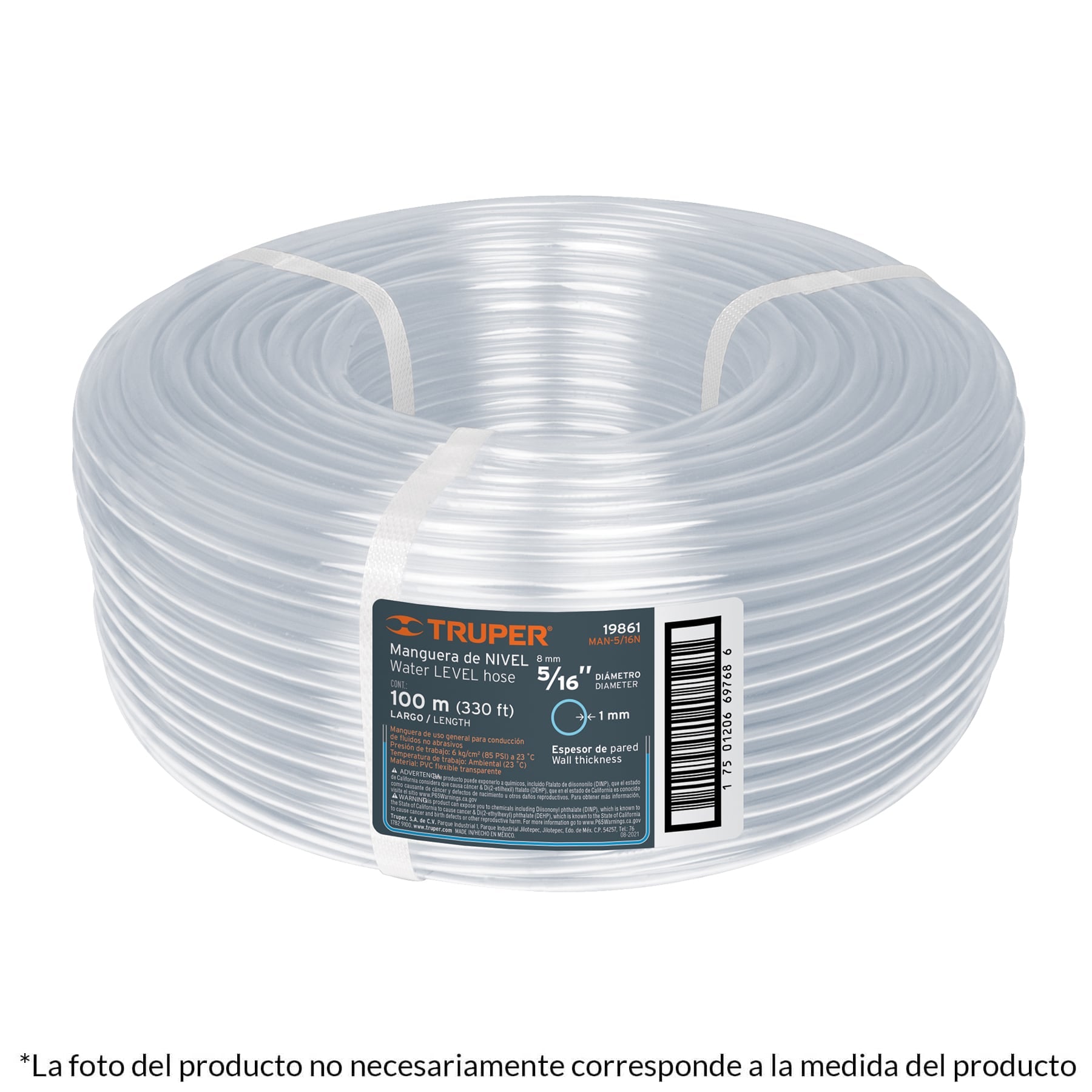 Truper MAN-1/2N Manguera 1/2" de nivel en rollo de 100 m