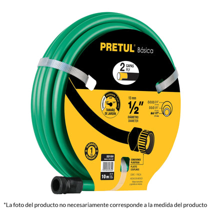 Pretul MAN-15X1/2P Manguera 1/2', 2 capas, conexiones plásticas, 15 m, Pretul