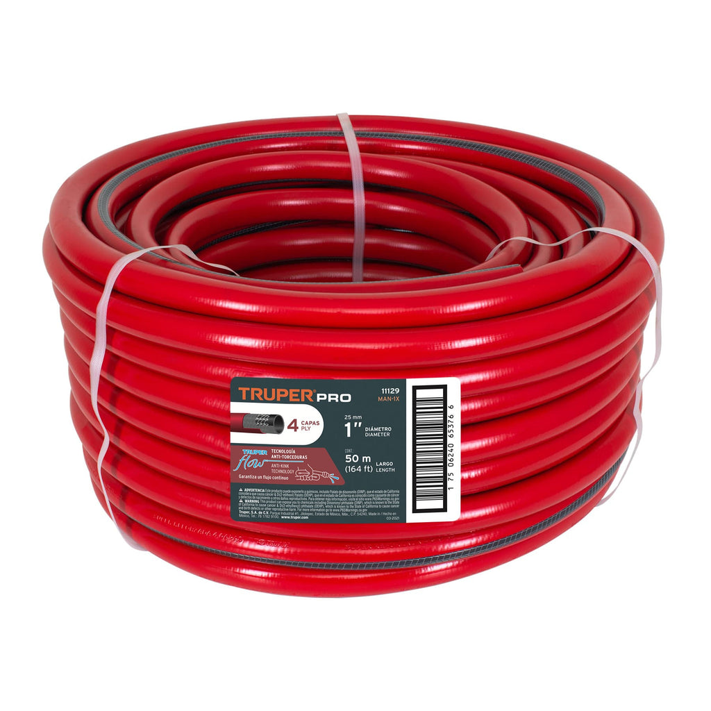 Truper MAN-1X Manguera 1" 4 capas en rollo de 50 m