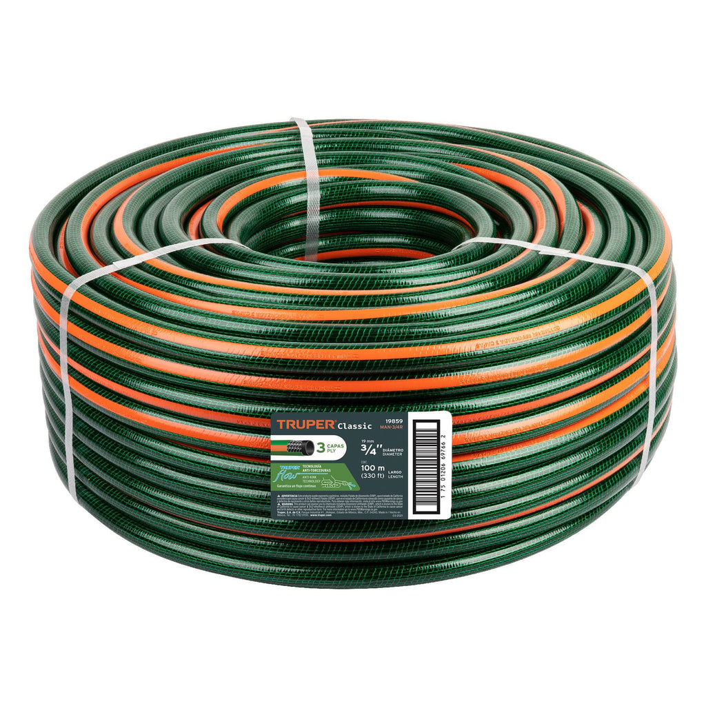 Truper MAN-3/4R Manguera 3/4" 3 capas en rollo de 100 m