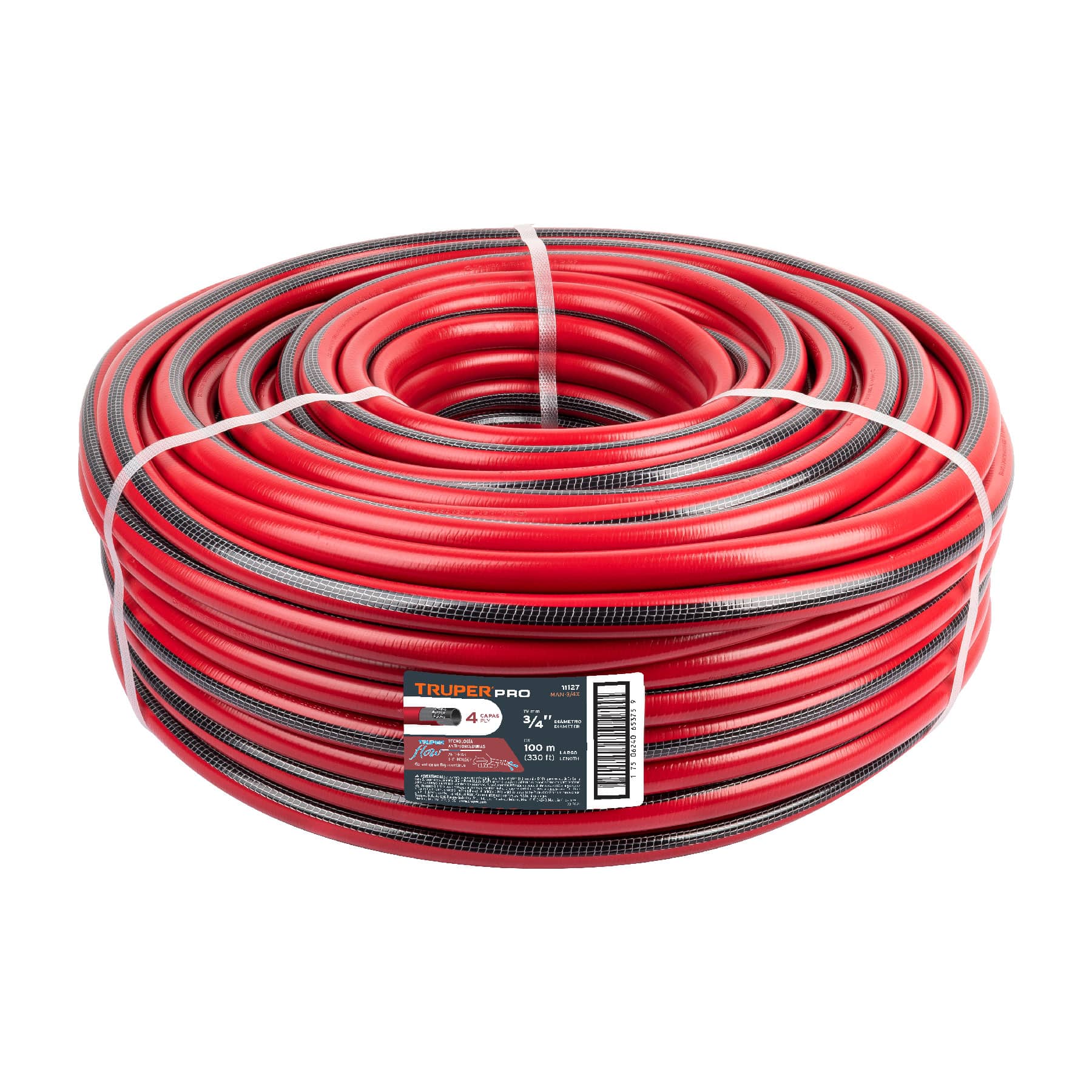 Truper MAN-3/4X Manguera 3/4" 4 capas en rollo de 100 m