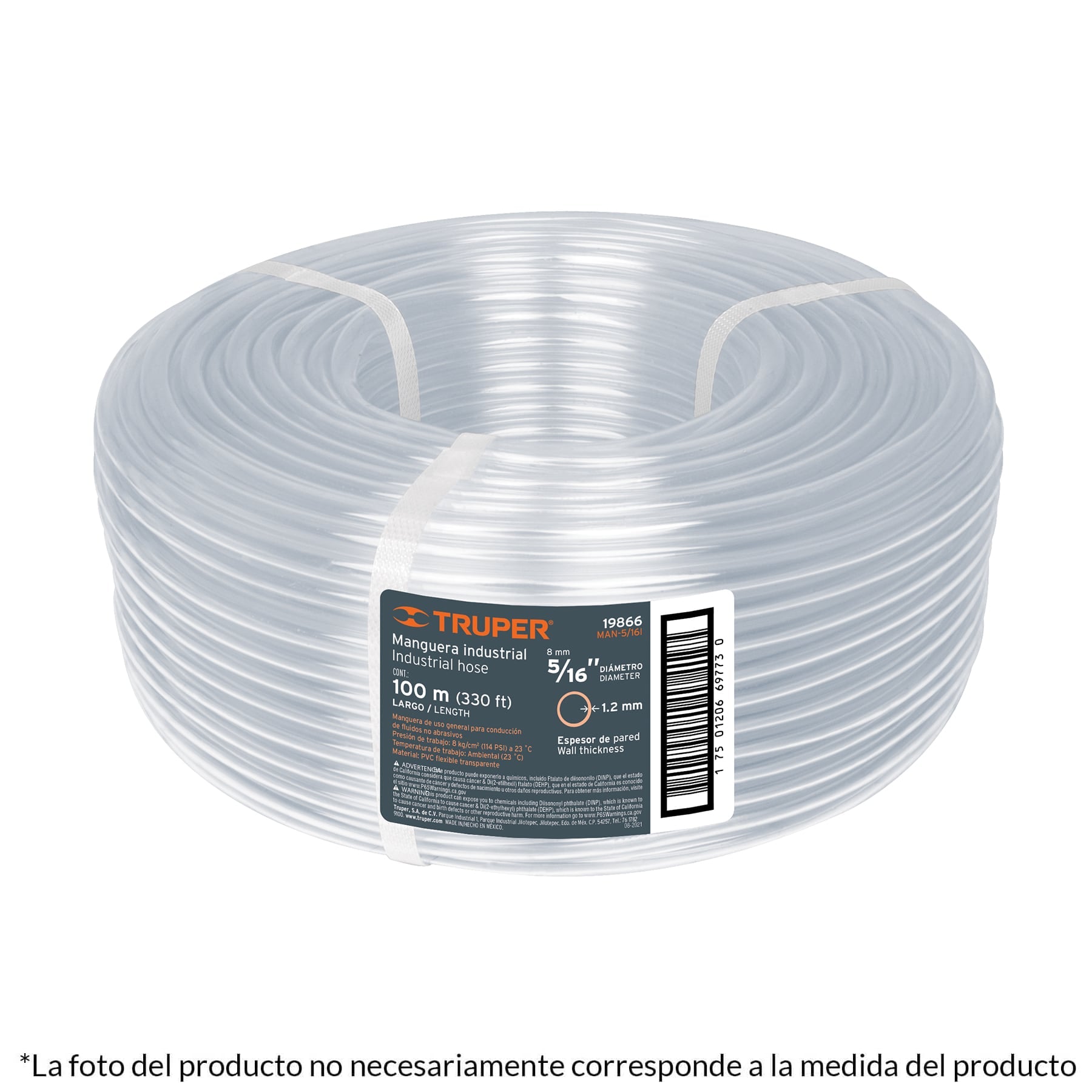 Truper MAN-5/8I Manguera 5/8" industrial en rollo de 100 m