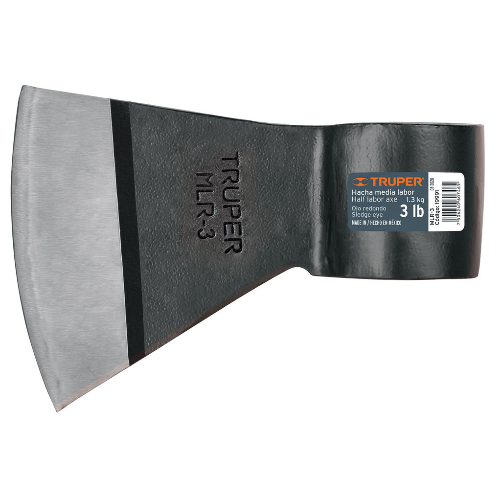 Truper MLR-3 Hacha media labor, ojo redondo, 3 lbs, sin mango