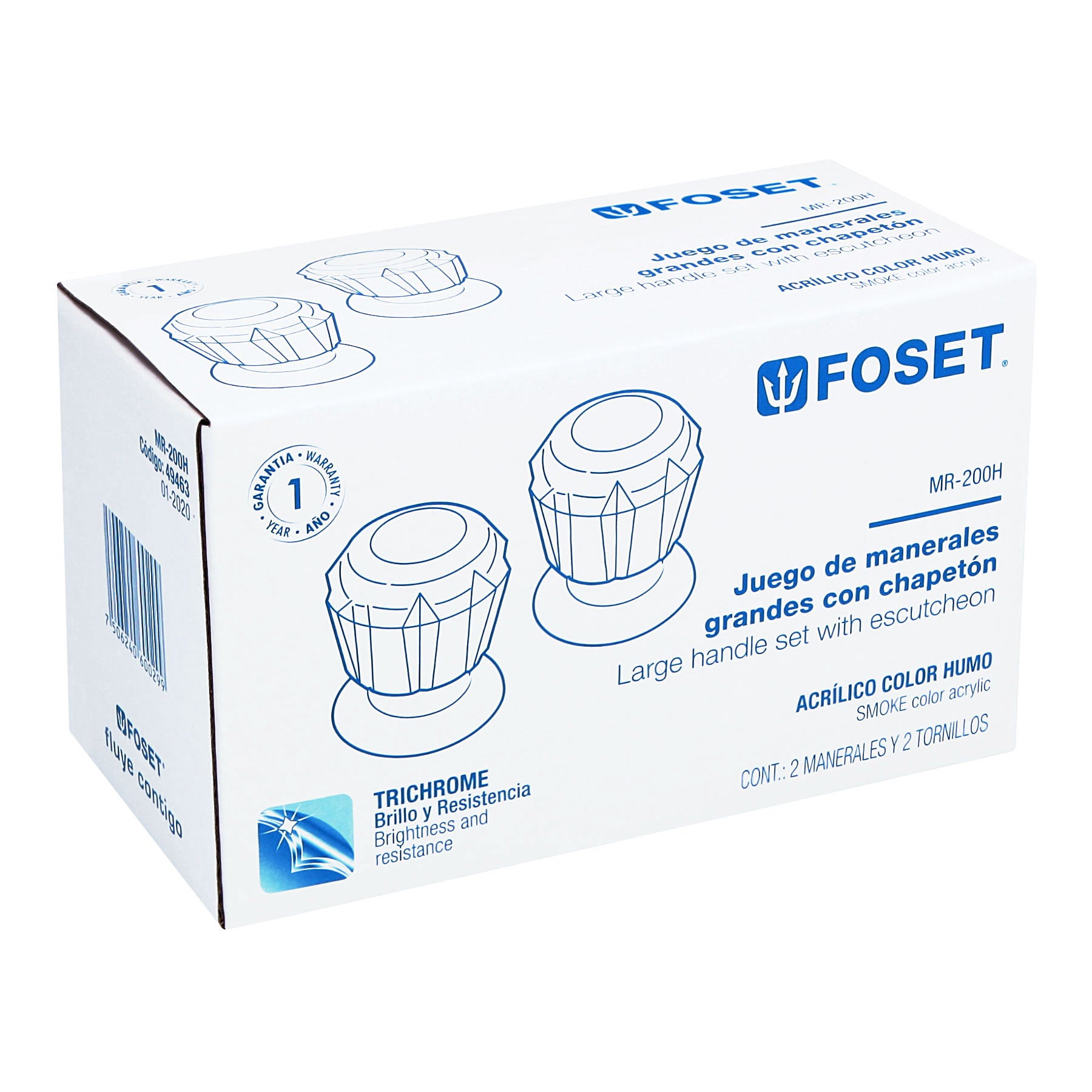 Foset MR-200H Juego de 2 manerales de acrilico regadera humo, Basic