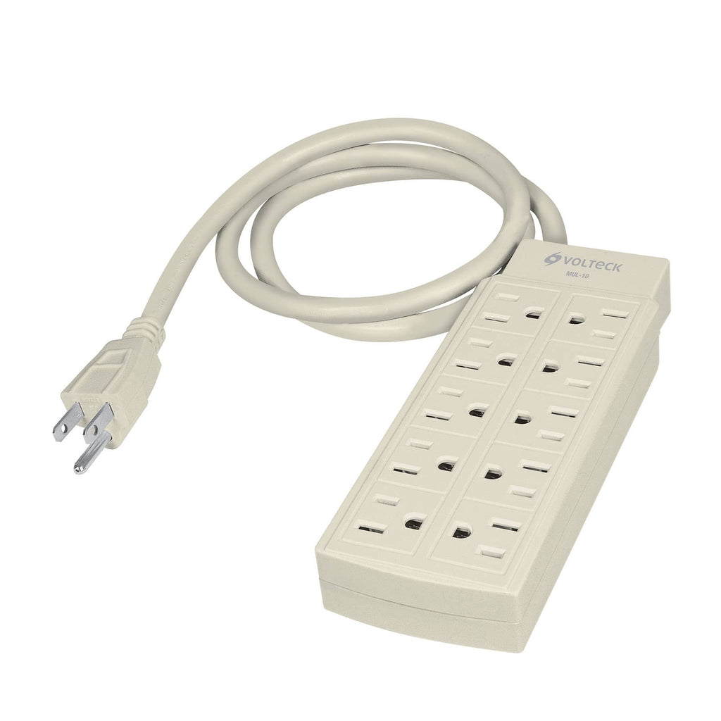 Volteck MUL-10 Multicontacto uso rudo, 10 entradas, 14 AWG