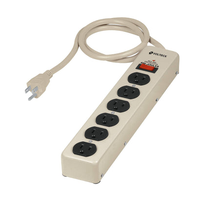 Volteck MUL-660 Multicontacto uso rudo, 6 entradas, supresor, 600 joules