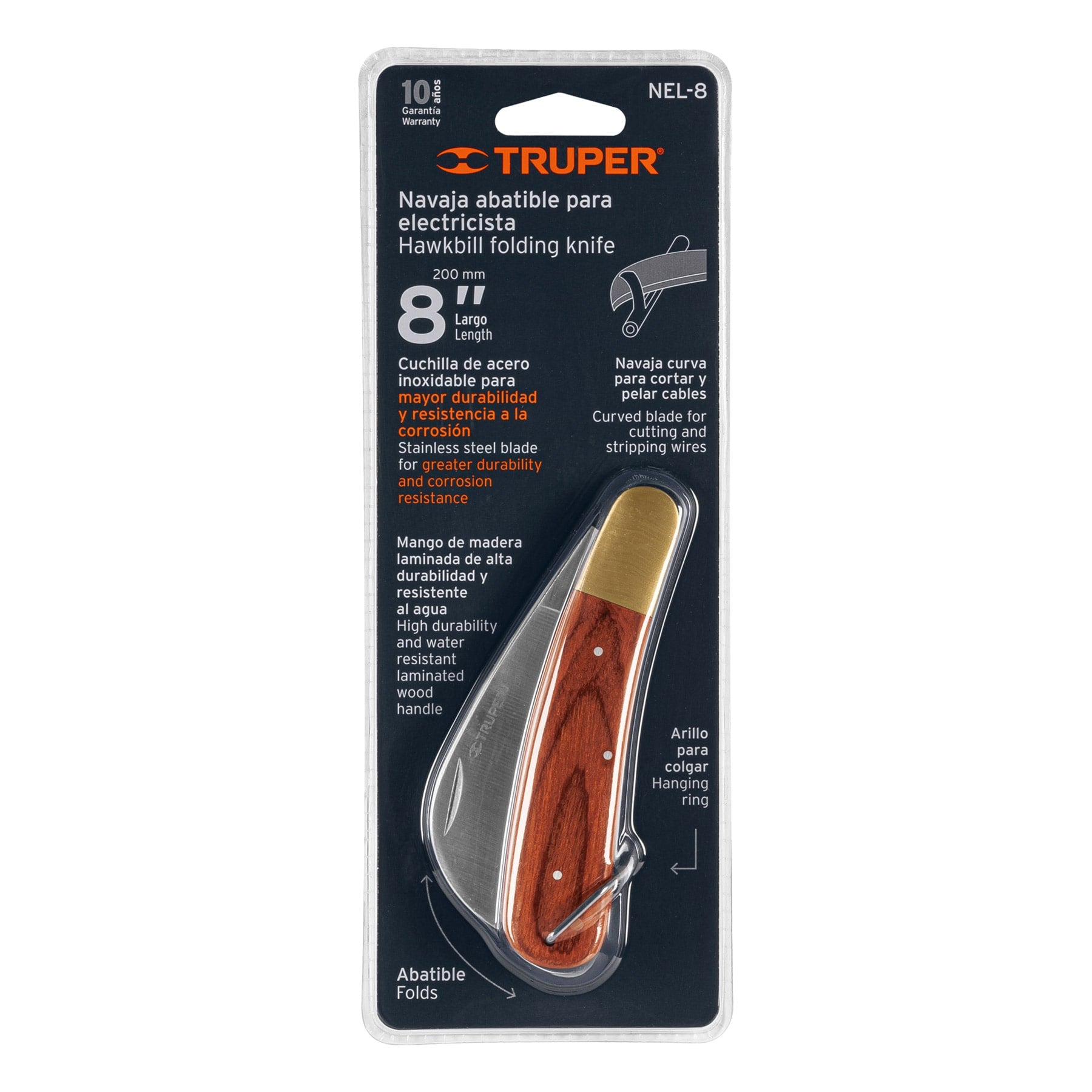 Truper NEL-8 Cuchillo abatible para electricista, 8'