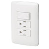 Volteck PA-APCO-I3B Placa armada 2 contactos e interruptor, blanco, línea Italiana