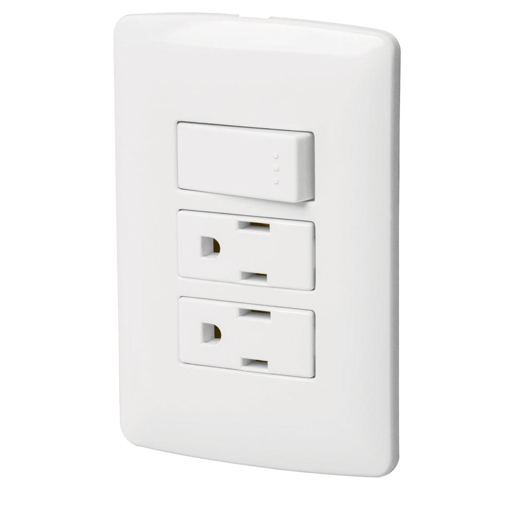 Volteck PA-APCO-I3B Placa armada 2 contactos e interruptor, blanco, línea Italiana