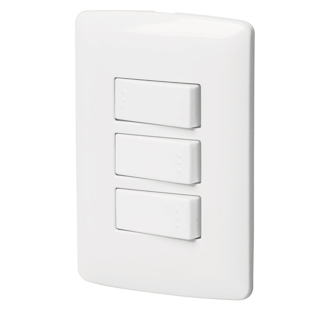 Volteck PA-APTR-EIB Placa armada 2 interruptores 1escalera blanco,línea Italiana