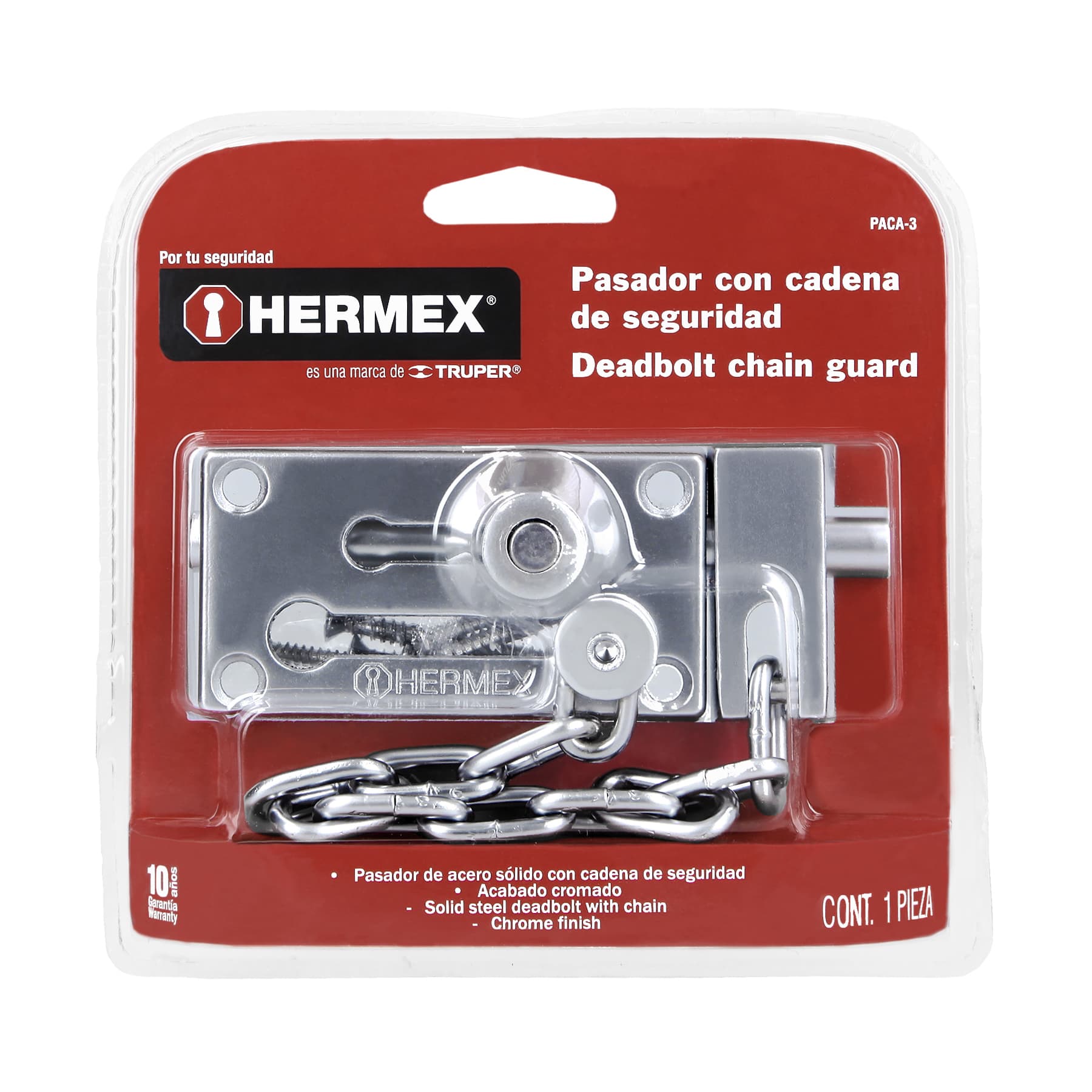Hermex PACA-3 Pasador con cadena de cromo
