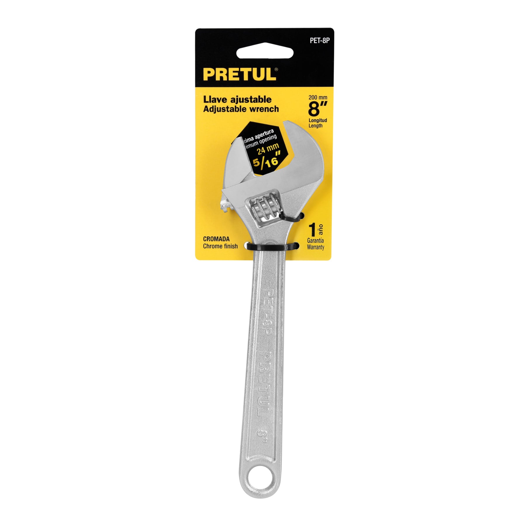 Pretul PET-8P Llave ajustable (perico) 8' cromada