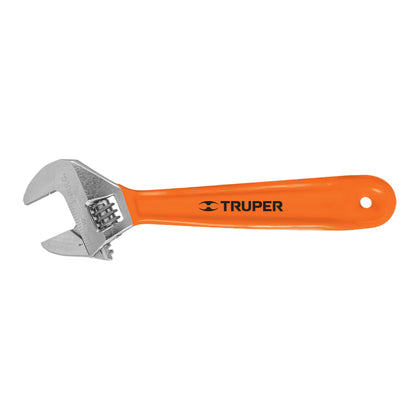Truper PET-8X Llave ajustable (perico) 8' cromada mango de PVC, Truper