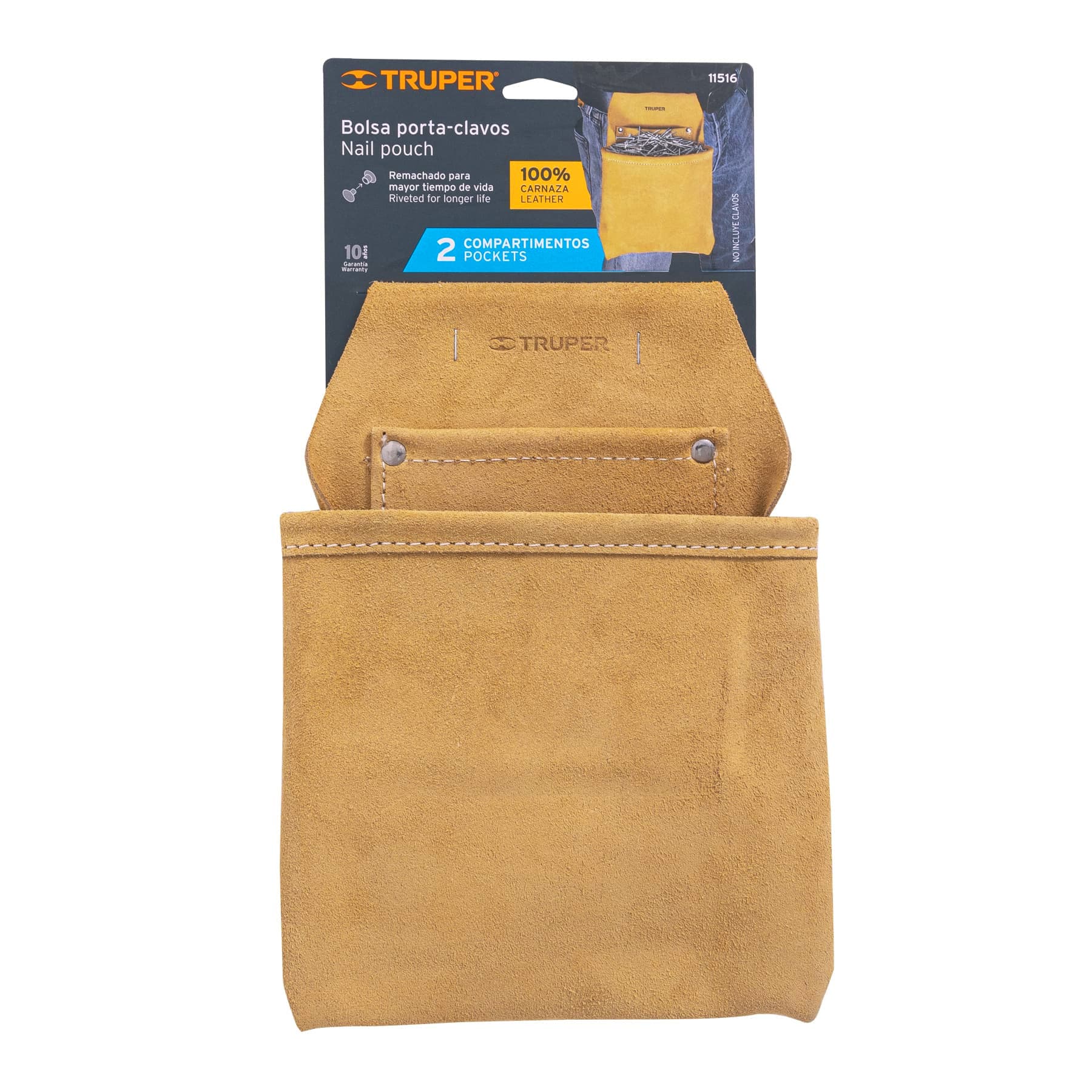 Truper POHE-CLAC Porta herramientas de clavos con 2 compartimentos