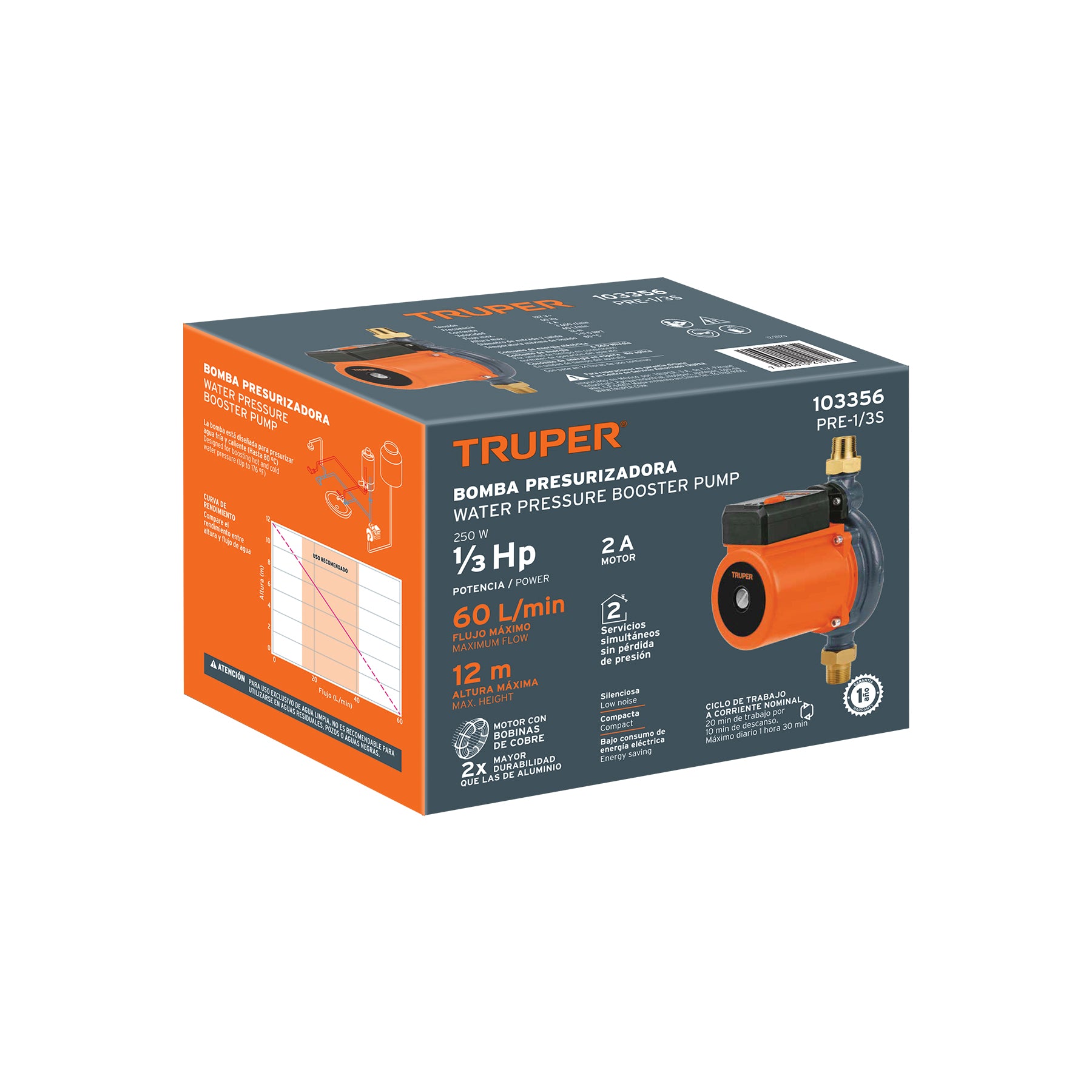 103356 PRE-1/3S Bomba presurizadora 1/3 HP, TRUPER