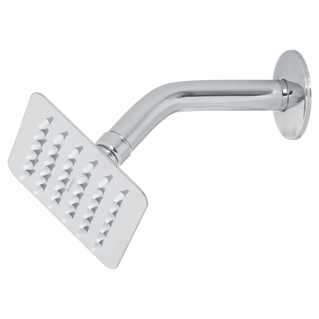 Foset R-413 Regadera cuadrada 4', acero inox, con brazo, cromo, Túbig