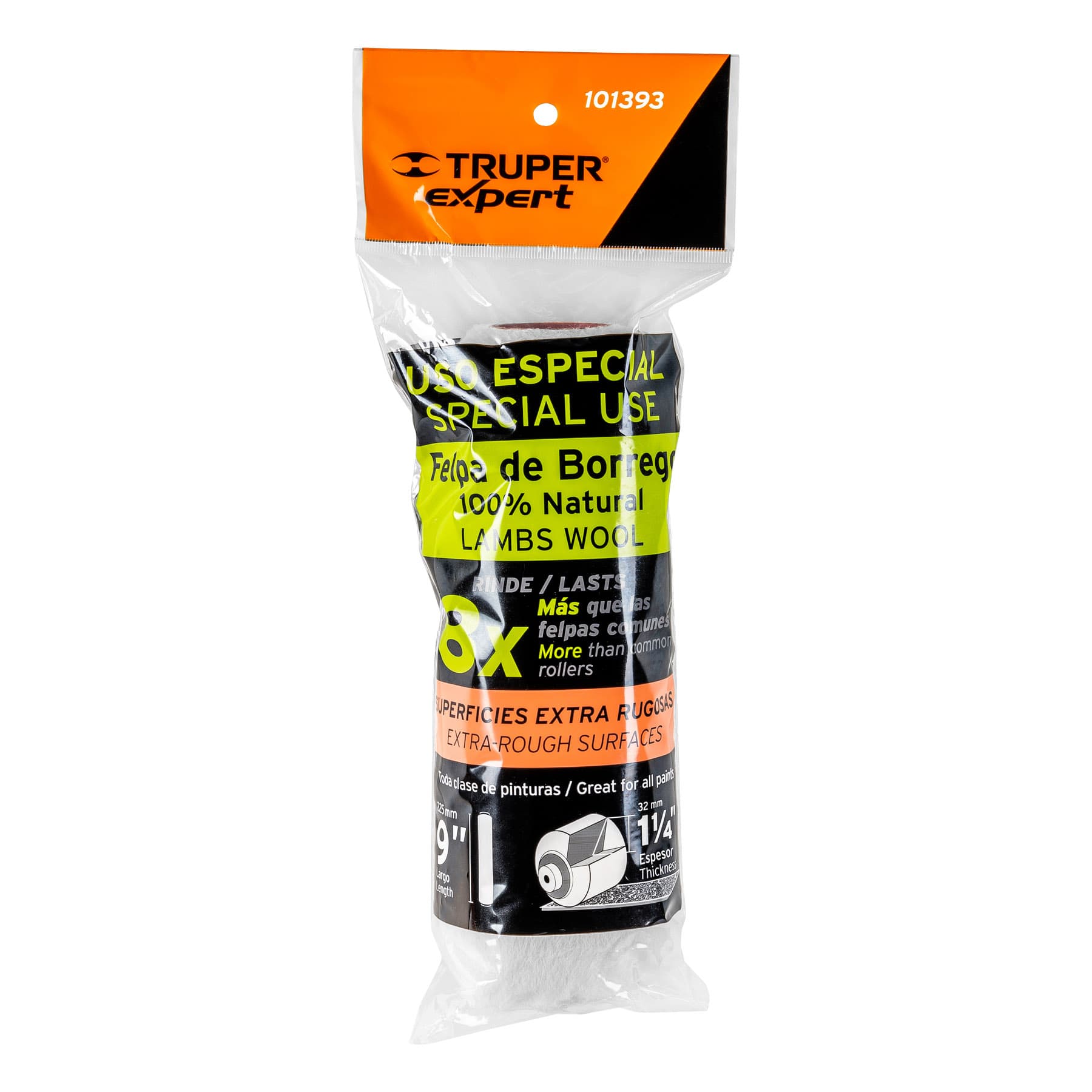 Expert R-ROPI-930X Felpa para rodillo, 9x1-1/4,superficies extra rugosas, Expert