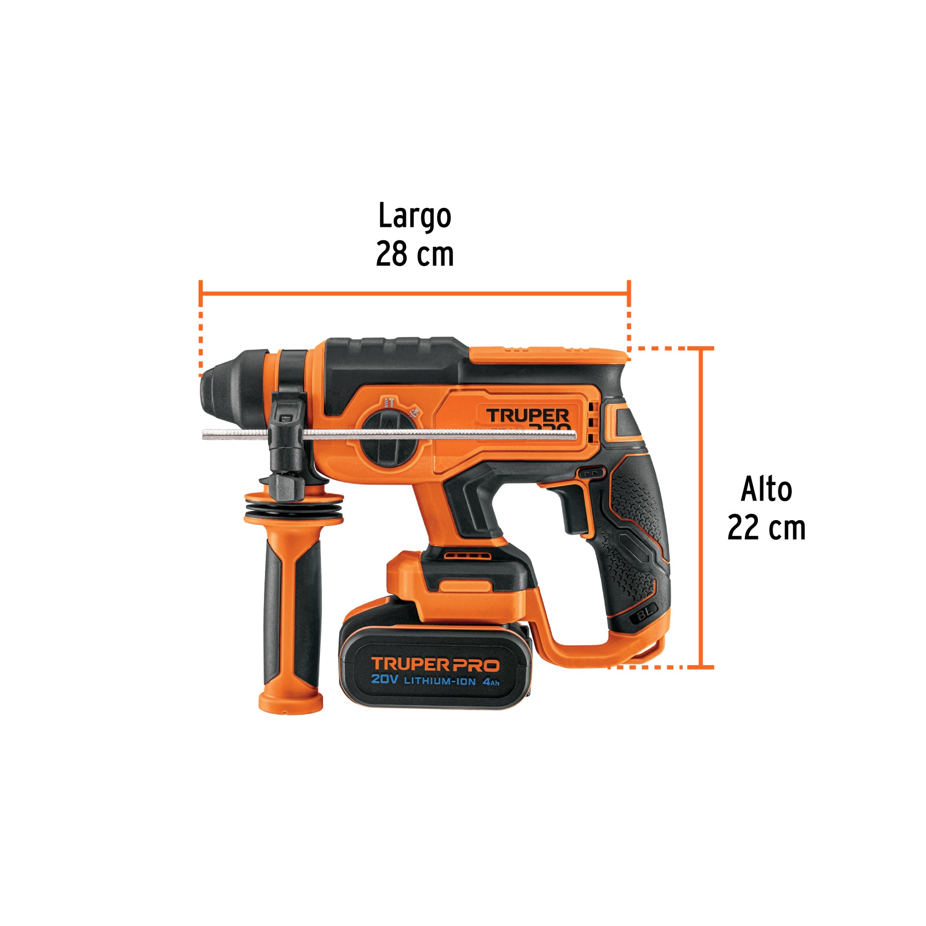 Rotomartillo SDS Plus 20V, 2 J, 1 batería 4Ah, PRO