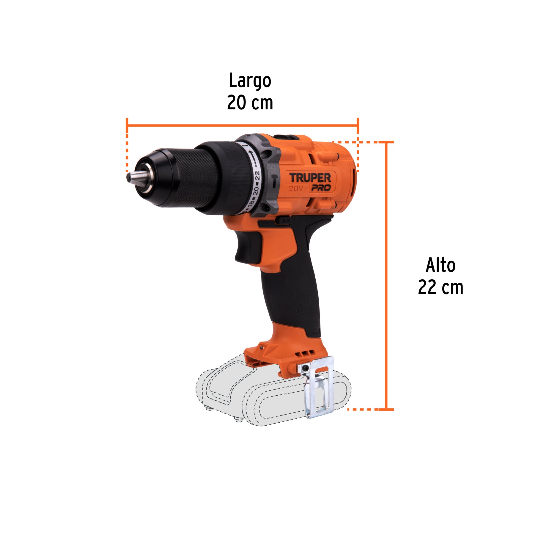 Rotomartillo 1/2', 20V, sin accesorios, PRO