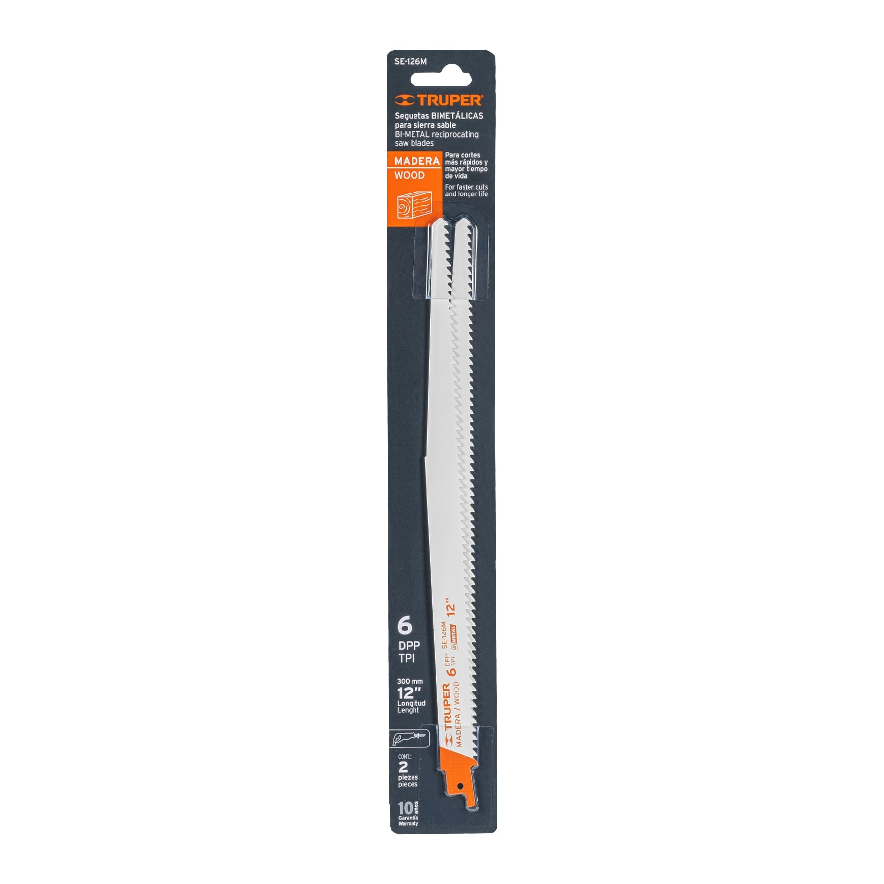 Truper SE-126M Segueta sierra sable, 12', 6 DPP, cónica para madera, 2 pzas