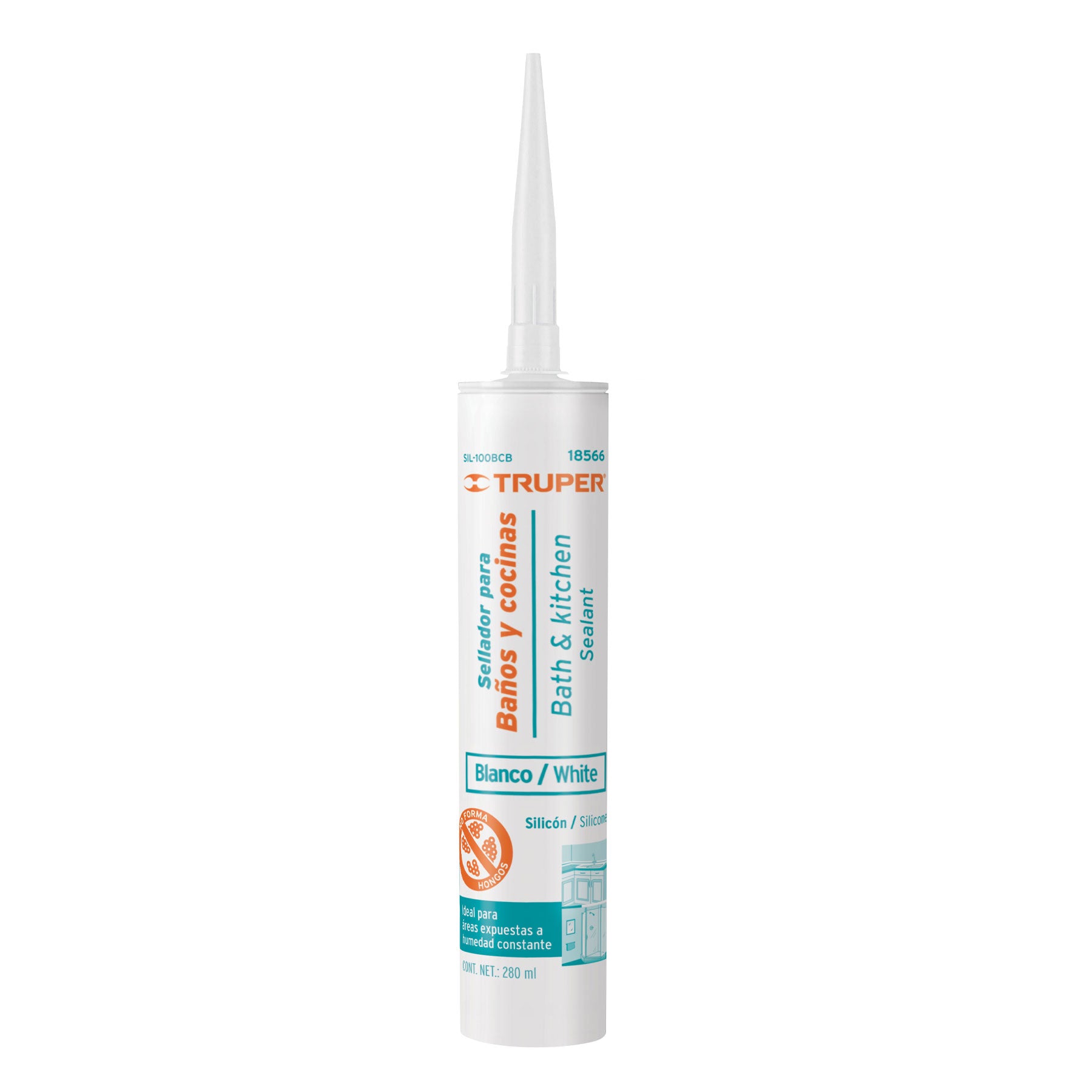 Sellador Blanco para Baños y Cocinas 280 ml - Truper SIL-100BCB
