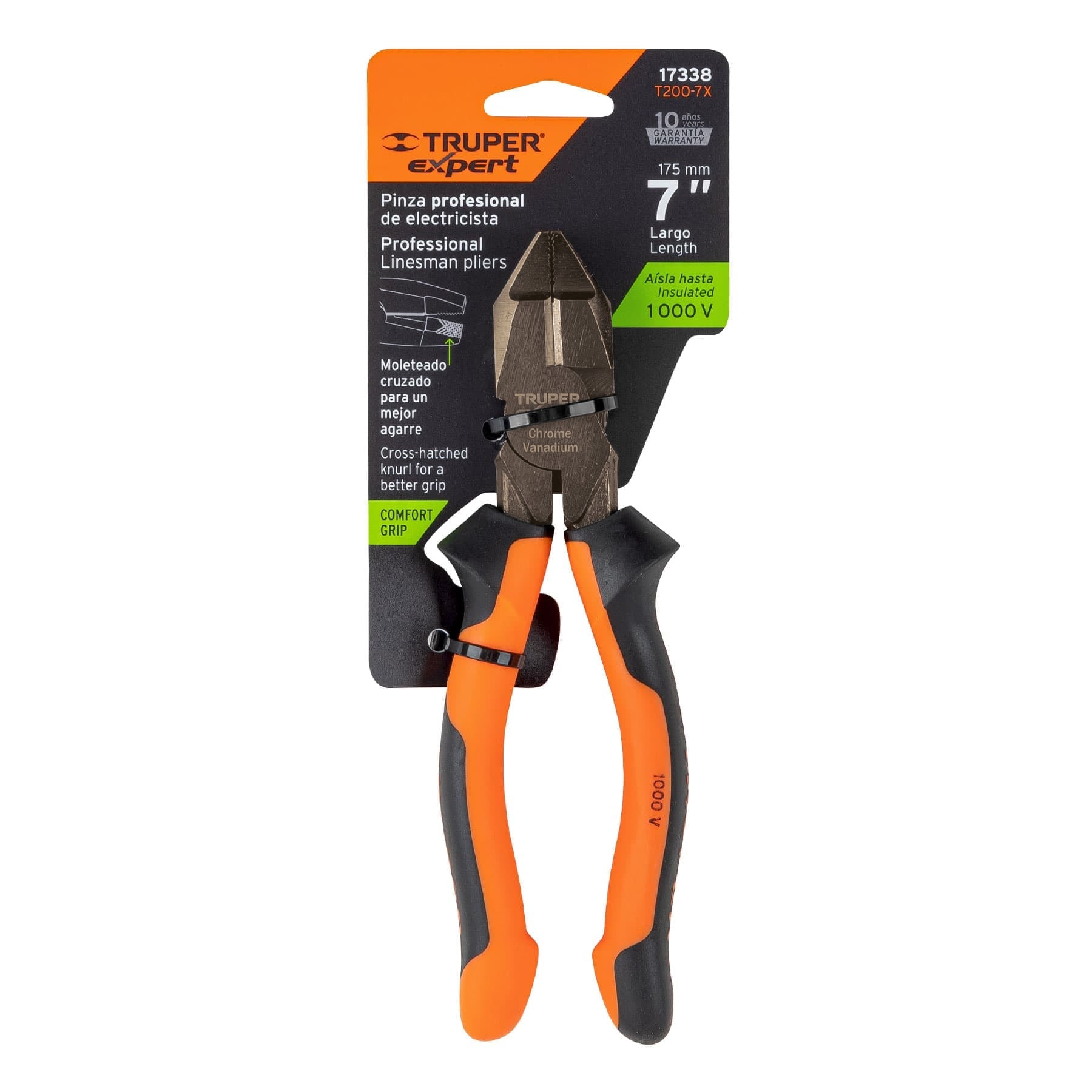 Expert T200-7X Pinza de electricista profesional, 7', mango comfort grip