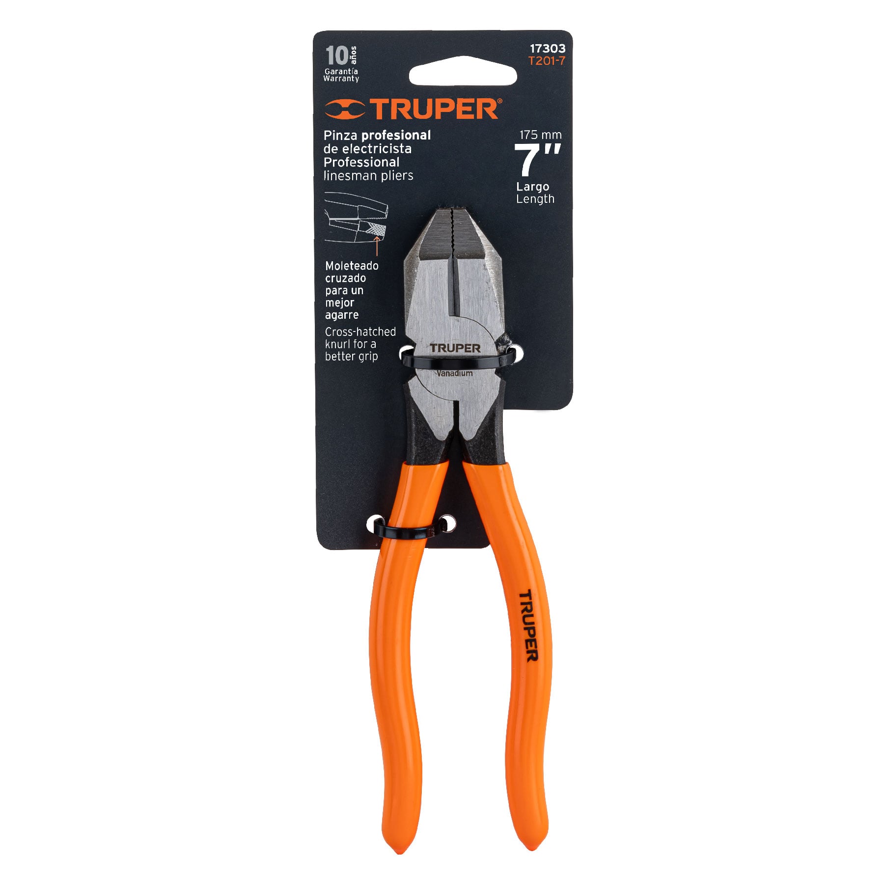 Truper T201-7 Pinza profesional para electricista 7', mango de PVC