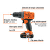 Taladro 1/2", 20V, 1 batería 2Ah, PRO