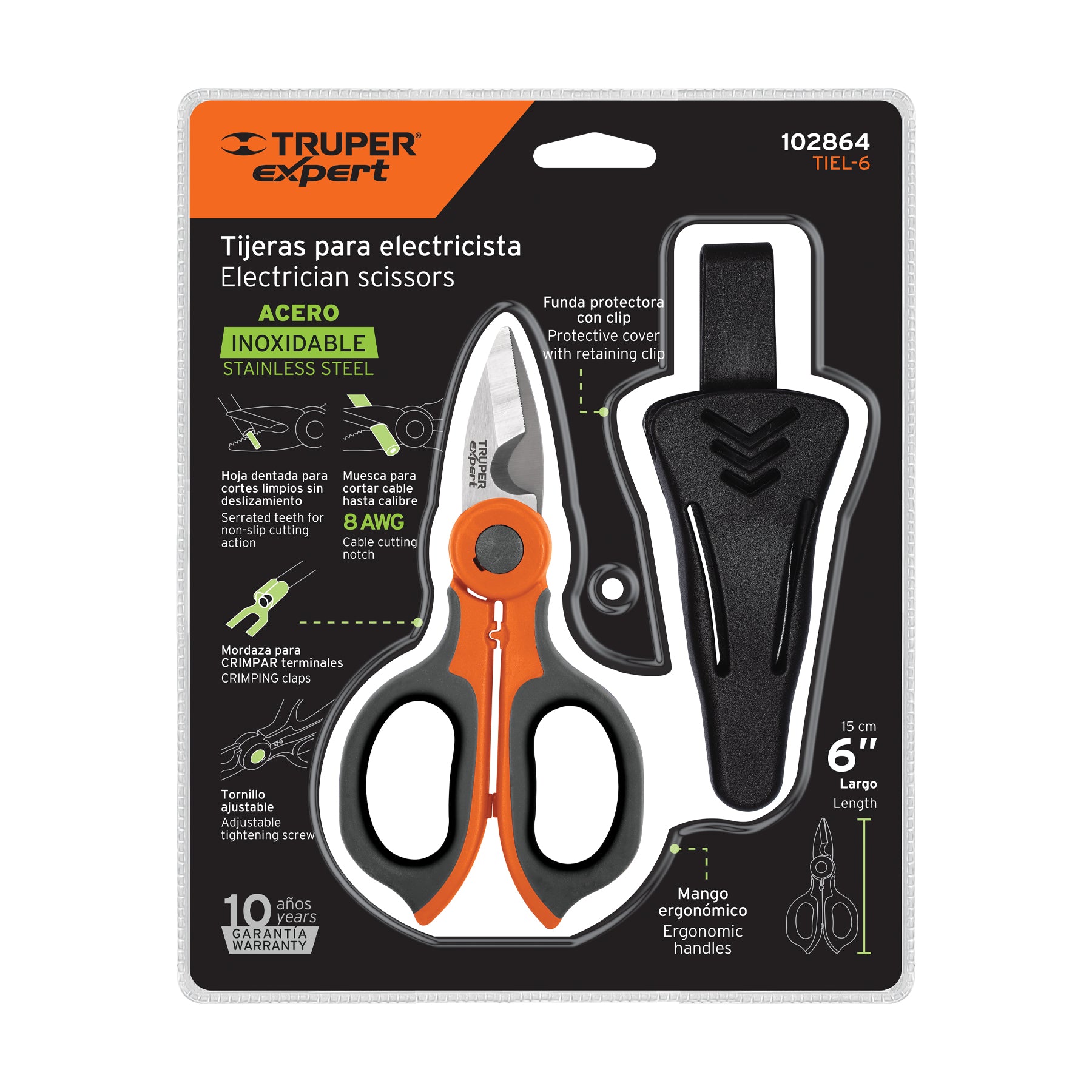 Expert TIEL-6 Tijera 6' de acero inoxidable para electricista