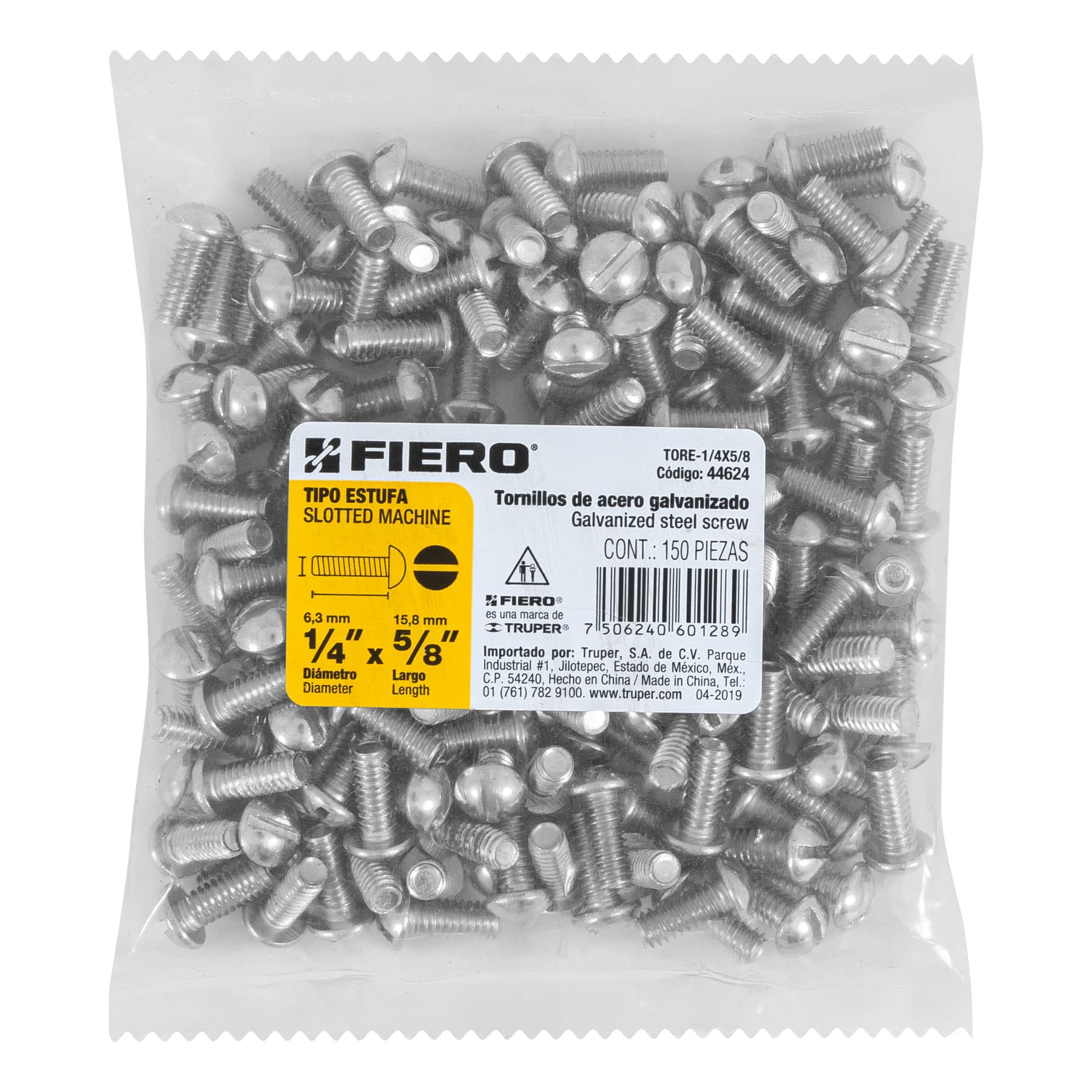 Fiero TORE-1/4X5/8 Bolsa con 150 tornillos 1/4 'x 5/8' tipo estufa