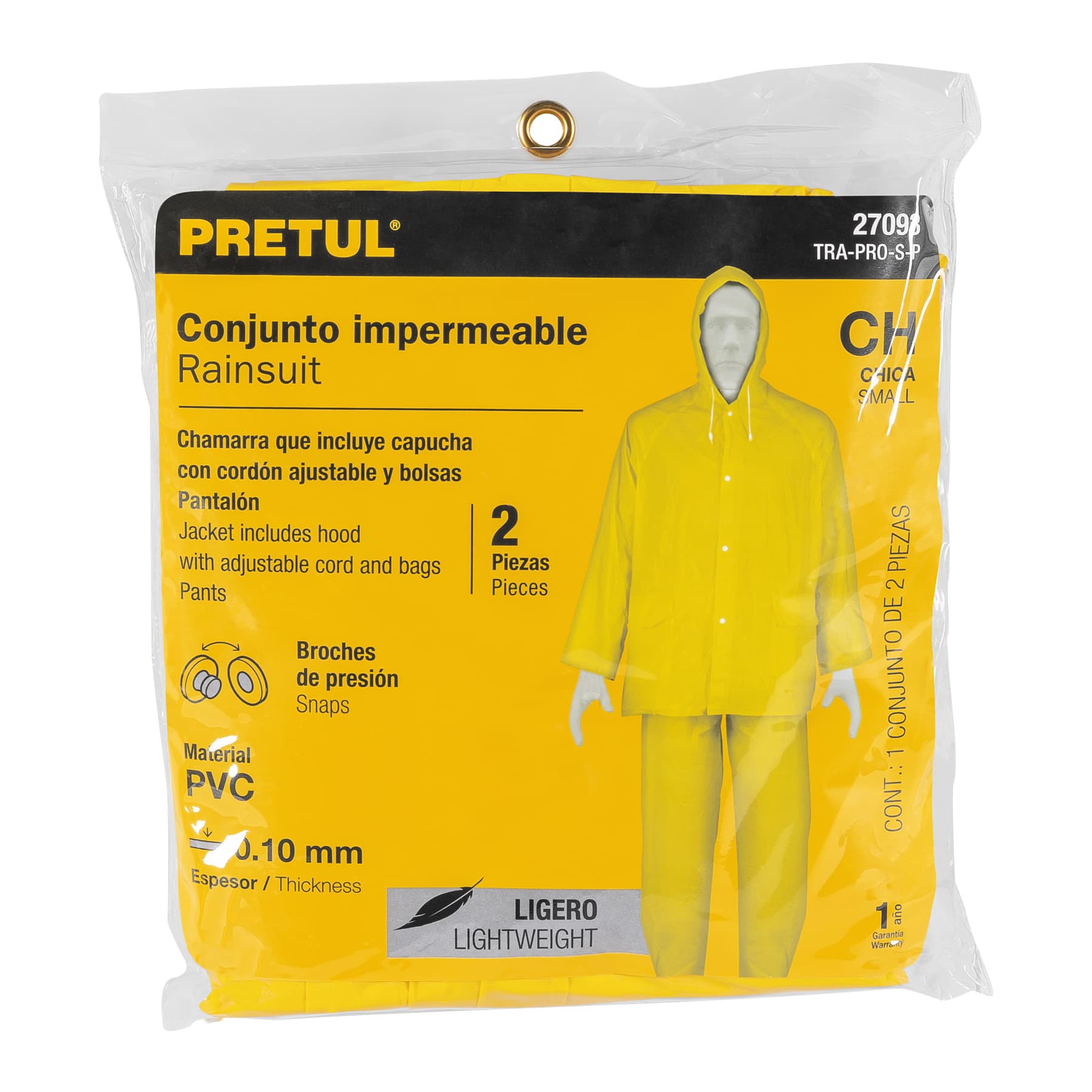 Pretul TRA-PRO-S-P Conjunto impermeable ligero de PVC, talla CH