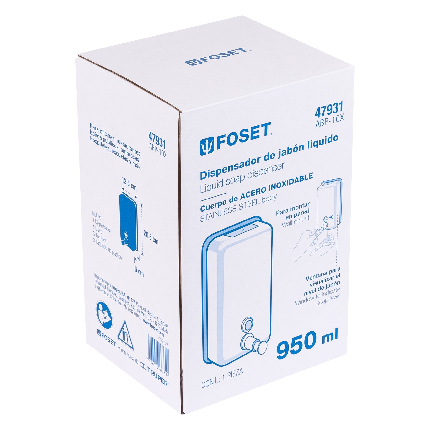 Foset ABP-10X Dosificador de acero inox. para jabón líquido