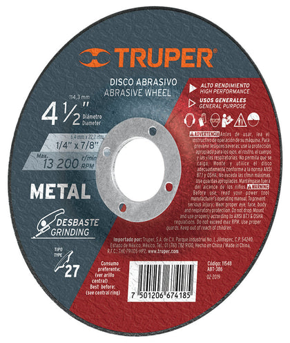 Expert ABT-386 Disco desbaste metal,tipo27,diámetro 4-1/2',alto rendimiento