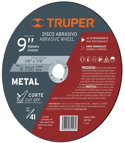 Expert ABT-500 Disco para corte de metal, tipo 41, diámetro 9'