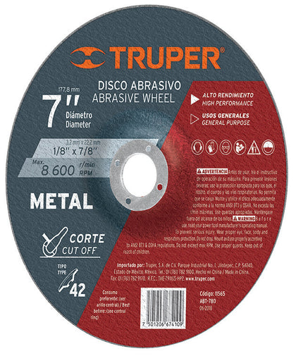 Expert ABT-780 Disco p/corte metale, tipo42, diámetro 7', alto rendimiento