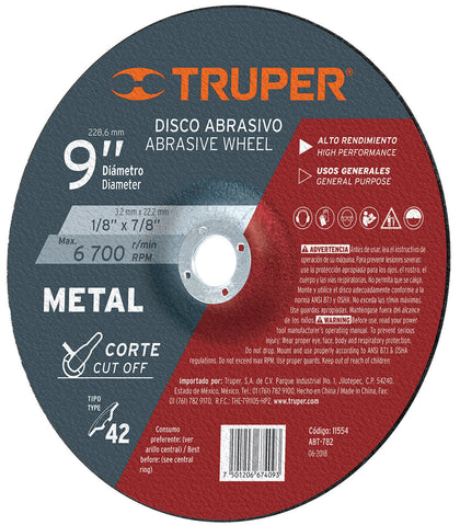 Expert ABT-782 Disco p/corte metale, tipo42, diámetro 9', alto rendimiento