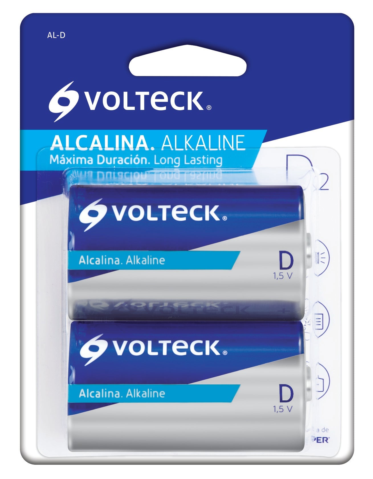 Volteck AL-D Pila alcalina tamaño D, blister con 2 pzas, Volteck